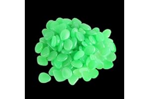Muzero Glow in The Dark Pebbles, 100pcs Green Glowing Rocks Luminous Stone for Fish Tank, Garden Yard, Path Patio Aquariums Rocks Decor Light Up Rocks