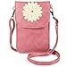 ZZJ Women's Flower PU Leather Touch Screen Wallet Purse Crossbody Shoulder Bag for Apple iPhone X / 8 7 Plus/HTC Desire 12 12+ / U11+ / Huawei P20 / P20 Pro/Nokia 5 6 8 7 Plus/LG V30 / G6 (Pink)