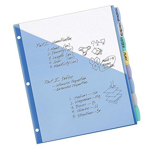 Avery 16177 Write & Erase Big Tab Plastic Dividers w/ Slash Pocket, 8-Tab, Letter, Sold as a 5-pack, 40 Tabs TOTAL