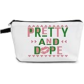 YULUENZE Pretty & Dope Makeup Bag Cute Small Organizer Bag with Zipper AKA Sorority Cosmetic Bag Aesthetic Birthday Present for Women Friends