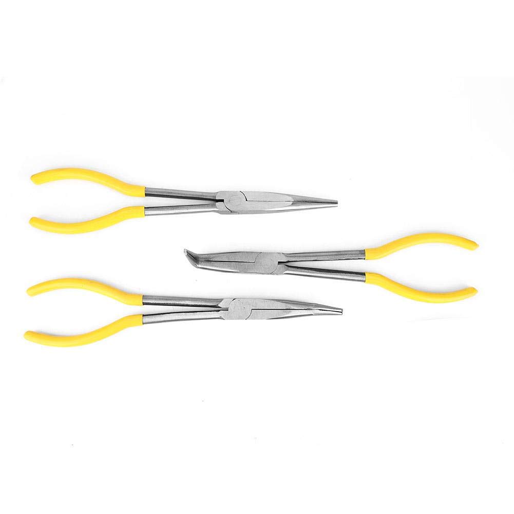 3 Pcs 11in Needle Nose Pliers Kit High Carbon Steel 45掳 90掳 Bending Tip Straight Tip Long Nose Pliers for Electricians Hand Tools Set Professional Mechanical Pliers - Image 3
