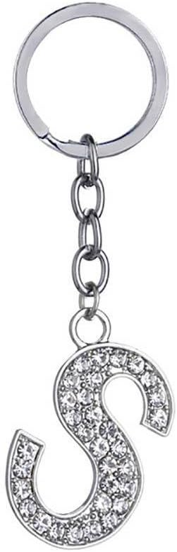 ALINT1 PC Fashion Keys Jewelry Crystal Rhinestone Alphabet Keyring Initial Letter Key Ring Keychain