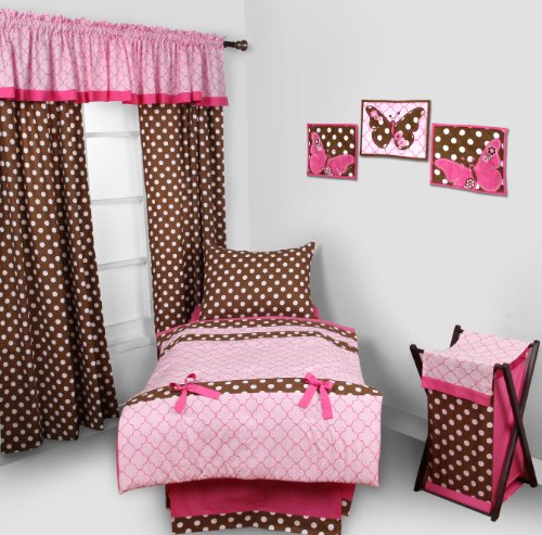 Butterfliers pink/chocolate 4 pc Toddler Bedding Set