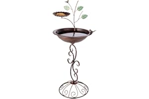 VEWOGARDEN 31" Pedestal Bird Bath for Outside, Outdoor Metal Bird Bath and Feeder Combo for Garden Yard Patio Decoration