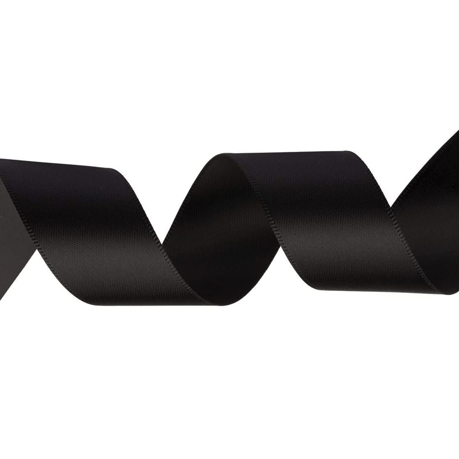 Weddecor Black Double Sided Satin Ribbon Polyester Fabric for Arts and Crafts, Sewing, Bows, Birthday, Clothing, Dresses, Gift Wrapping - Decoration for Wedding, 50mm x 25 Metres — image 1