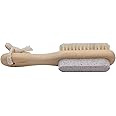 High Thyme FARMacy Pumice Stone for Feet with Natural Bristle Nail Brush - 7.25" Pumice Stone for Feet Callus Remover - Foot Pumice