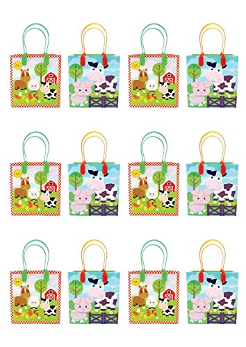 Barnyard Farm Animals Party Favor Treat Bags, 12 Pack