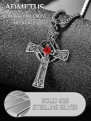 ADMETUS Black Celtic Cross Necklace Sterling Silver