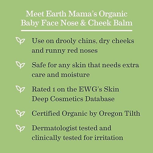 Earth Mama Organic Baby Face Nose & Cheek Balm | Moisturizer with Calendula Oil for Dry Skin Care, Natural Petroleum Jelly Alternative (2-Fluid Ounce)