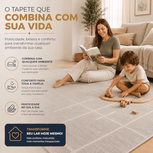 Tapete Vinci Jolitex Pelo Baixo 100% Poliéster Antialérgico 140x200cm - Roma
