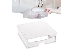 Aucuqu 8.5 inch Paper Plate Dispenser, Under Cabinet Paper Plate Holder, | Lightweight& Sturdy - White PVC