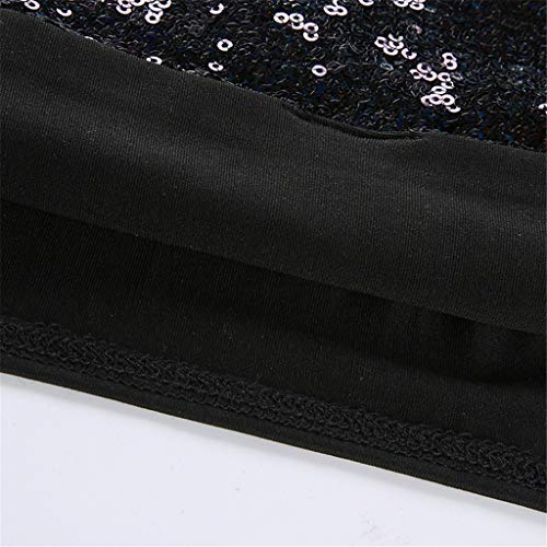 DZT1968 Women's Sequin Halter Sexy Vest Casual Tank Top Off Shoulder Shirt Top Fashion Black