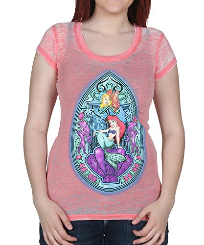 Disney The Little Mermaid Ariel Stained Glass Shell Girls Top Juniors Shirt (Medium)