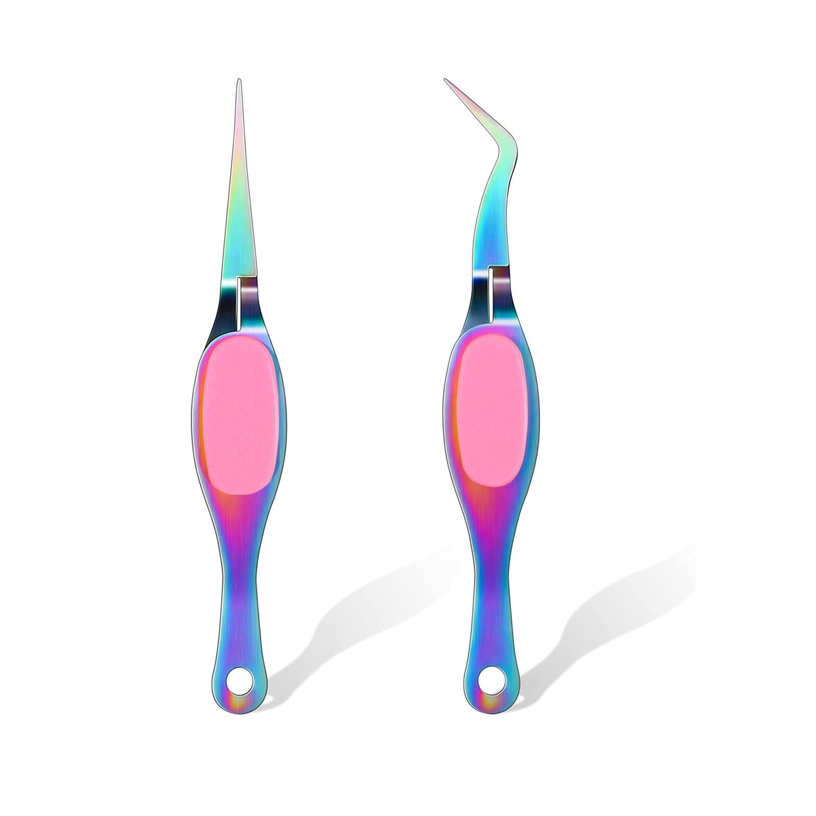 Reverse Craft Tweezers - Crossing Lock, Curved, Stainless Steel Soft Grip Precision for DIY, Jewelry, Beading, Electronics, Laboratory Work (Multi-Color)