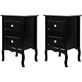 Bonnlo Black Nightstand Set of 2, Nightstands with 2 Drawers, Bed Side Table/Night Stand, Small Nightstand for Bedroom, Small Spaces, College Dorm, Kids’ Room, Living Room, Wood, 16W x 12D x 24H