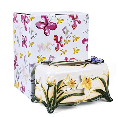 FORLONG FL9002 Ceramic Facial Tissue Dispenser Box Paper Dispenser Box Tissue Holder for Bathroom Vanity-Orchid