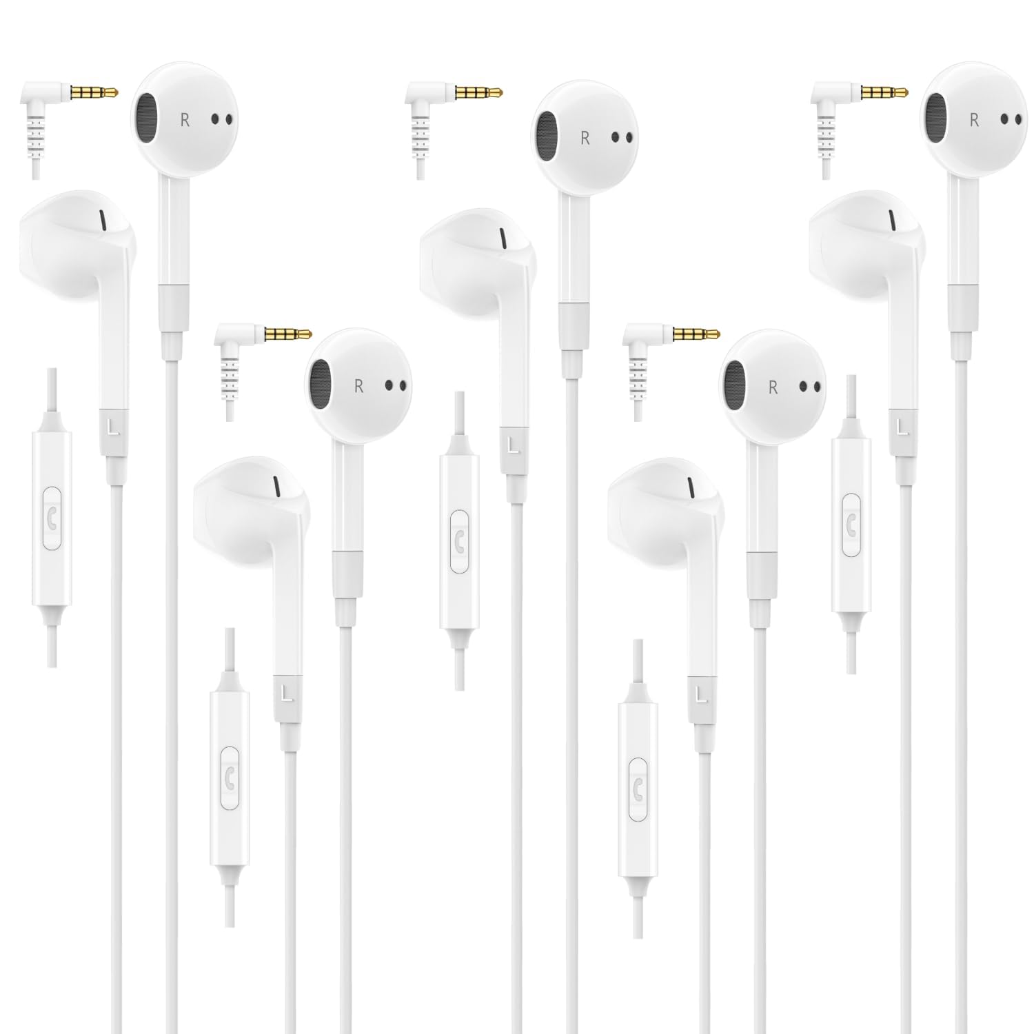 Photo 1 of LUDOS FEROX 5 Pack Wired Earbuds in-Ear Headphones, 5 Year Warranty, Earphones with Microphone, Noise Isolation for 3.5mm Jack Ear Buds for iPhone, Samsung, Computer, Laptop, Kids, School Students