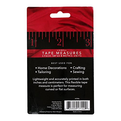 Junipers Soft Vinyl Sewing Tailoring Tape Measure Assorted Colors Pack