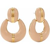 Mchic Enamel Earrings for Women: Chunky Stainless Steel Studs Cute Colorful Earrings Hypoallergenic Waterproof Non Tarnish Gold Jewelry for Gift