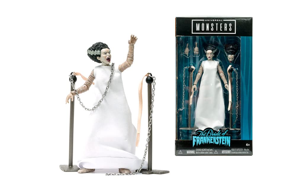 Jada Universal Monsters Bride of Frankenstein 6” Deluxe Collector Figure, White, One Size