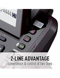 Panasonic KX TG9541B Link2Cell Bluetooth activado 2 líneas teléfono con máquina de contestar, Negro