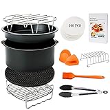 Air Fryer Accessories, 11pcs Baking Pan Set for Philips, Gowise, Nuwave, for All 4.2-5.8QT Air Fryer, Nonstick Pizza Cake Pans & Stainless Steel Skewer Rack Cookware Set for Oven Instant Pot