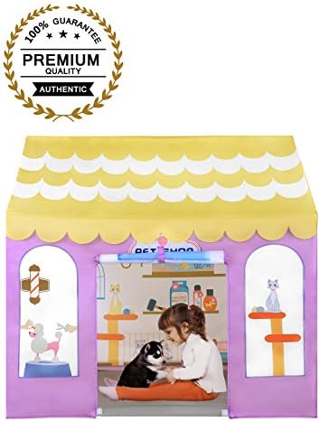 SUGAR Q Breathable Extra Large Portable Folding Pop-Up Yellow Pet Shop Pretend Play Tent Playhouse Play Hut Ball Pit Pool Toy,Kids Girl/Boy Birthday Gift Party Indoor/Outdoor Non-Toxic/Odor-Free