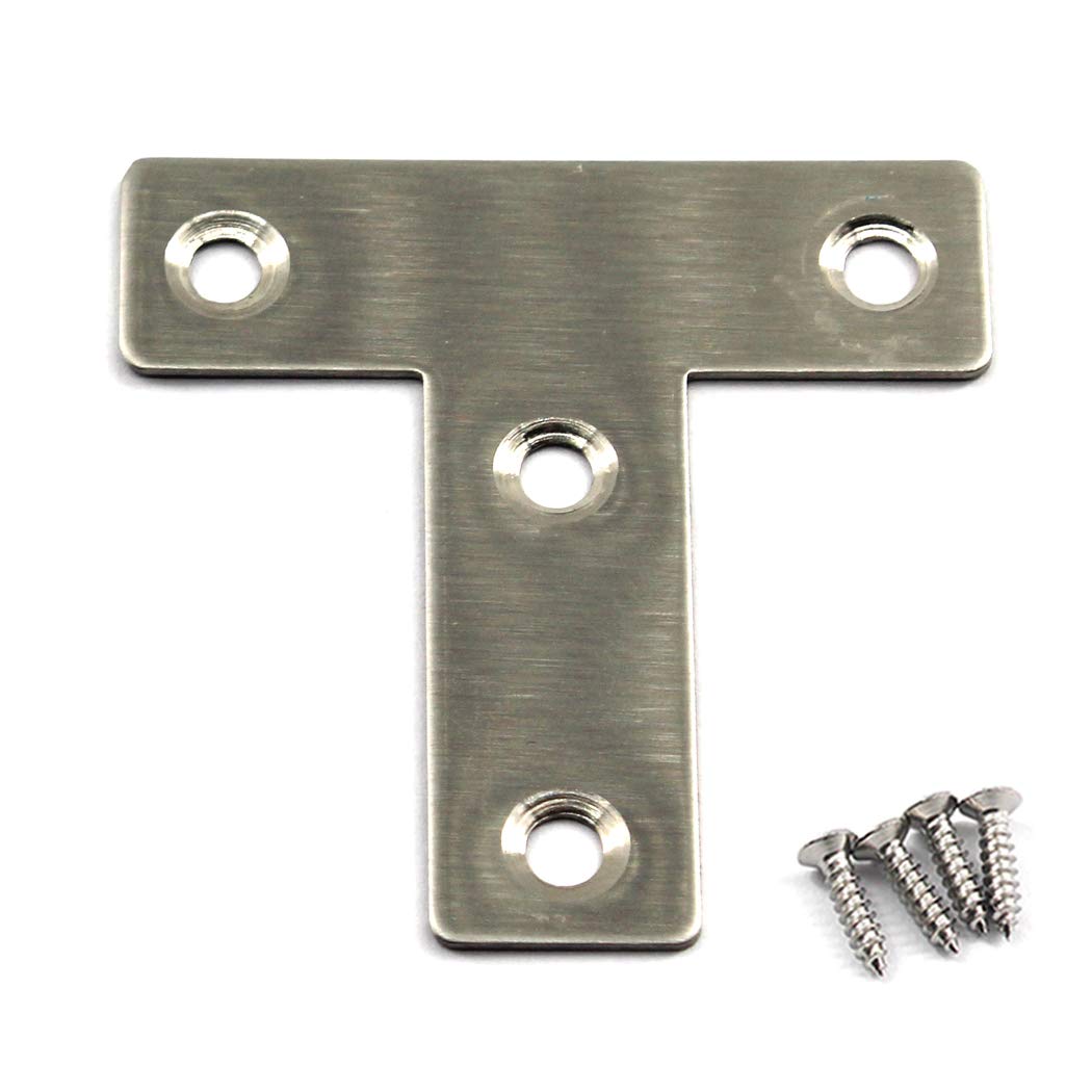 (30 Pieces) 50x50mm Angle Connector Corner Brackets (Thickness 1mm) Stainless Steel T Shape Brace Brackets with Screws