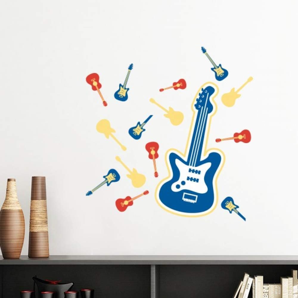 Amazon Diythinker イエローギター 音楽パターン イラストレート ビニール ウォールステッカー 壁紙 ルームデカール 60cm Skub6576f 60cm ウォールステッカー オンライン通販