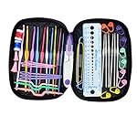 OldShark 22 Sizes Crochet Hooks, Full Size 0.6mm to 6.5mm Knitting Needles, with 27 Accessories Tools, Crocheting Kits with PU Case