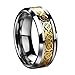 Eyourlife Dragon Scale Dragon Pattern Beveled Edges Celtic Rings Jewelry Wedding Band for Men Golden 8