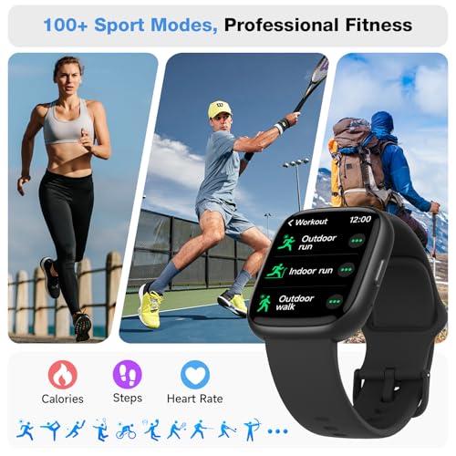 Smart Watch for Women Men, Alexa Built-in, 1.83" HD Touchscreen Fitness Tracker with Bluetooth Calling, Fitness Watch with Sleep Monitor, 100+ Sports Modes, IP68 Waterproof Smartwatch for Android iOS