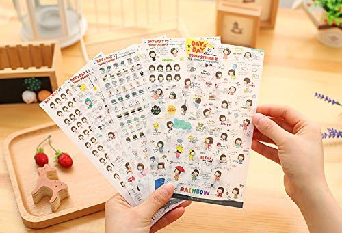 Happy little girl PVC transparent stickers diary expression(6PC)