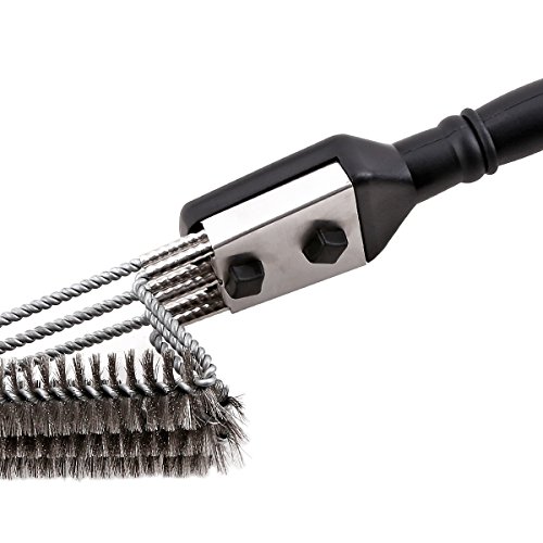 18" Grill Brush With Scraper. UNIQUE 3 REPLACEABLE HEADS DESIGN. Best BBQ Cleaner. Safe For All Grills. Durable Stainless Steel Wire Bristles. A Perfect Grilling Gift For Barbecue Lovers. - Thumbnail 6