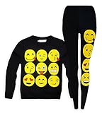 Jolly Rascals Girls Emoji Jumper And Matching Leggings Black 13 Years