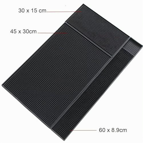 Homtone 45 x 30 cm Set of 3 Black Bar Mats Kitchen Mat for Glasses Cocktail Counter