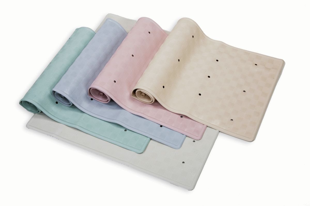 Blue Canyon Nonslip Antibacterial Rubber Shower Mats, Quick Dry Bathmat for Shower with Suction Pads & Drain Holes, Mould Resistant Bathroom Accessory, Durable Bath Rug Runner 53x53 cm – Green