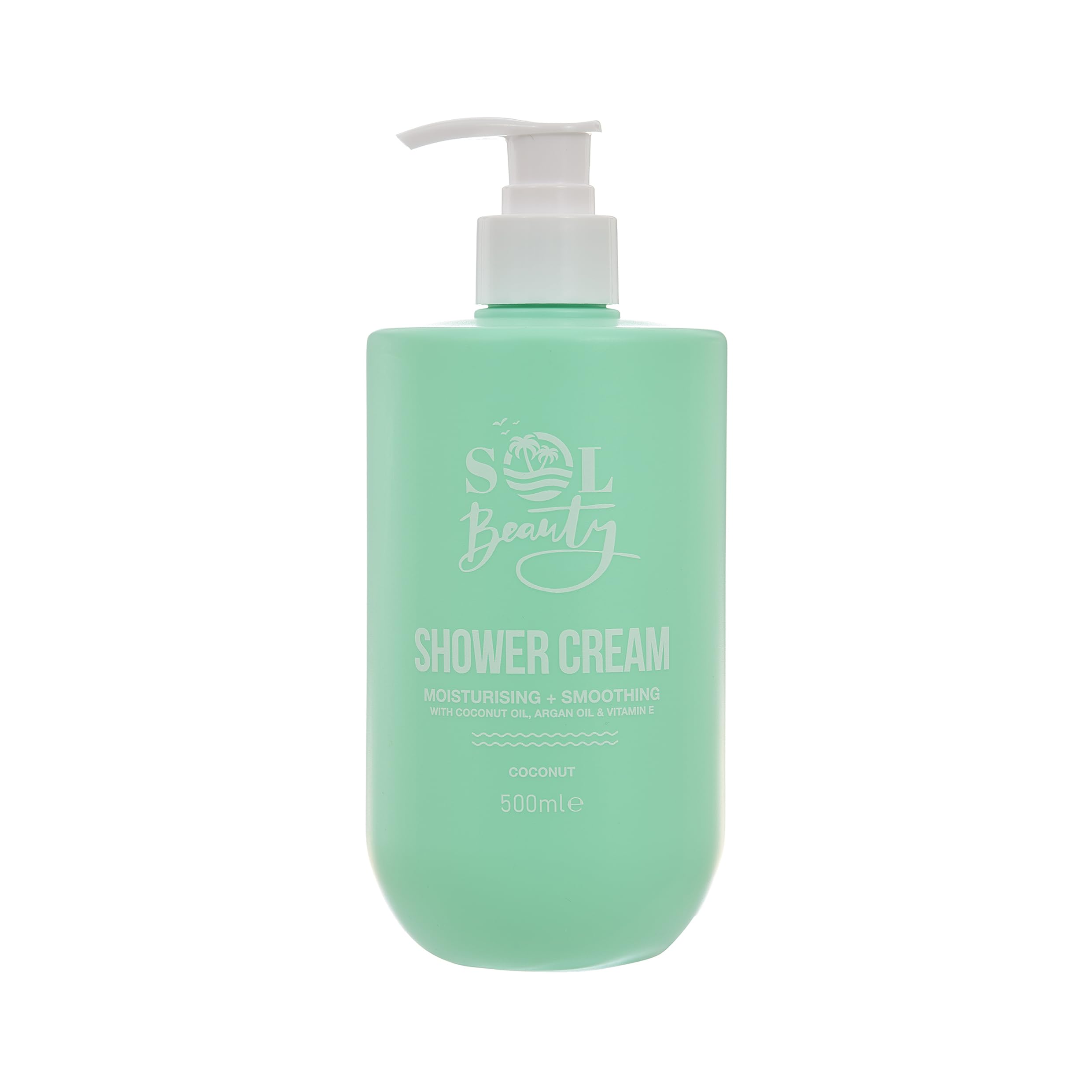 Sol Beauty Shower Cream Coconut Scent with Coconut Oil, Argan Oil & Vitamin E, Moisturising and Smoothing Vegan Friendly Shower Gel 500ml