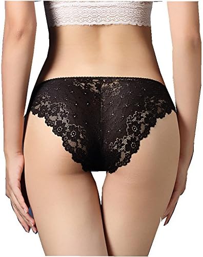 Setwingq 2pcs/Lot Sexy Transparent Lace Panties Women Underwear Lady Underpants lingerie Black M