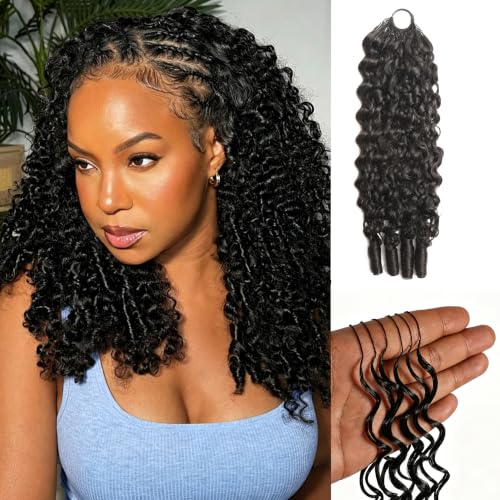Burmese Curly Crochet Human Hair 18Inch 55g Bundles Pre-Separated Human Crochet Hair for Black Women Feather Crochet Human Hair Miracle Knots Hair Natural Black at Amazon