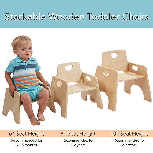 ECR4Kids 6" Stackable Wooden Chair for Toddlers Sturdy Hardwood Seat