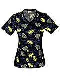 Tooniforms 'V-Neck Knit Panel Print Top' Scrub Top