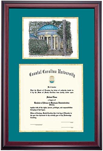 Coastal Carolina Chanticleers Diploma Frame Teal Bronze Matting Watercolor