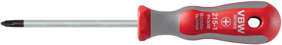 VBW 215110 Chromed Phillips Screwdriver with Black Tip, Red/Grey