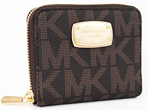 Michael kors brown pvc zip around bifold wallet