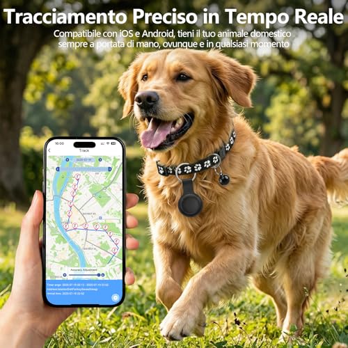 Cat GPS Collar, GPS Trackers for Dogs and Cats, GPS for Dogs Compatible with iOS and Android, No Subscription, Global Real Time Positioning, for Pets, IPX6 Waterproof