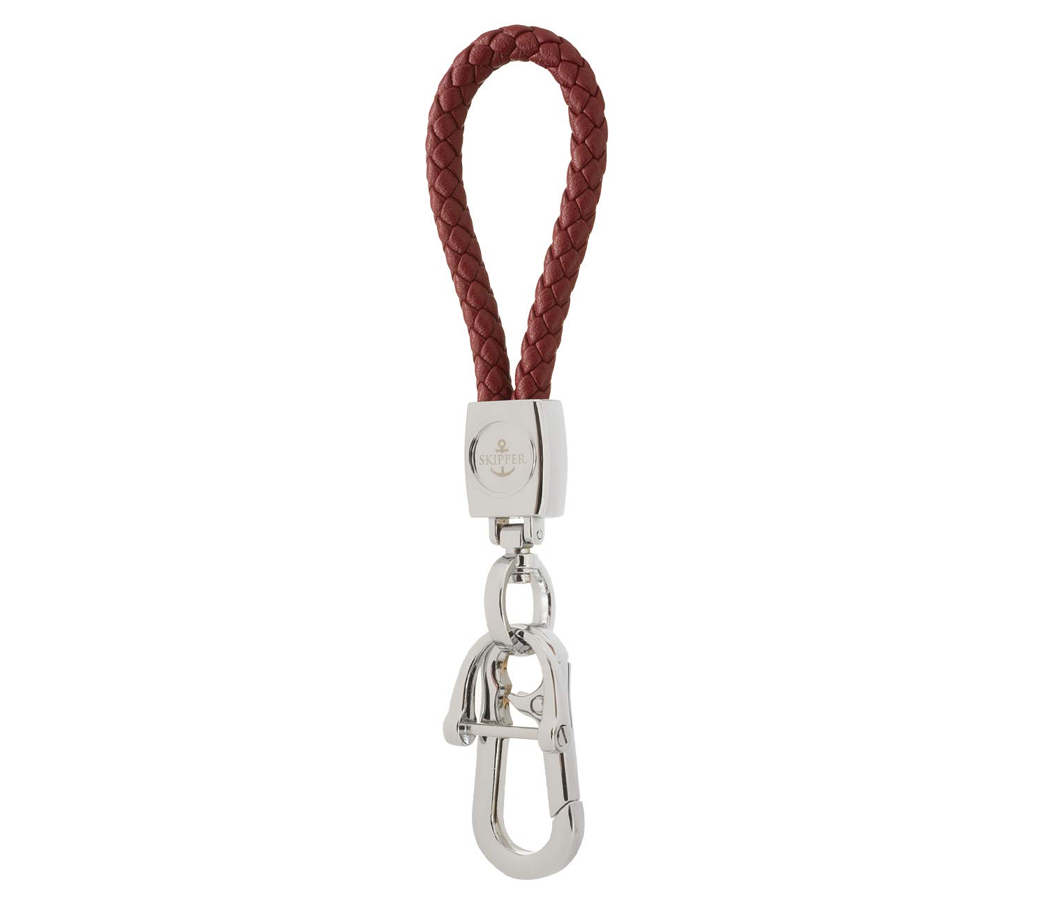 Skipper Keyring with carabiner made of imitation leather and stainless steel silver 8610, one size, Faux Leather Stainless Steel