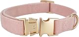 YUDOTE Ultra-soft Corduroy Dog Collar Large, Natural Cotton, Dusty Pink view 7