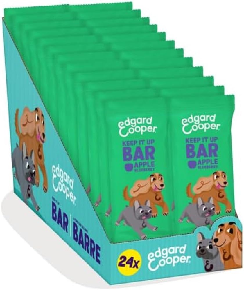Edgard Cooper Natural Dog Treats, Apple Keep It Up Bar, 24 x 30g bar, Grain free, Plantbased Dog Treats, training treats packed with fresh fruit