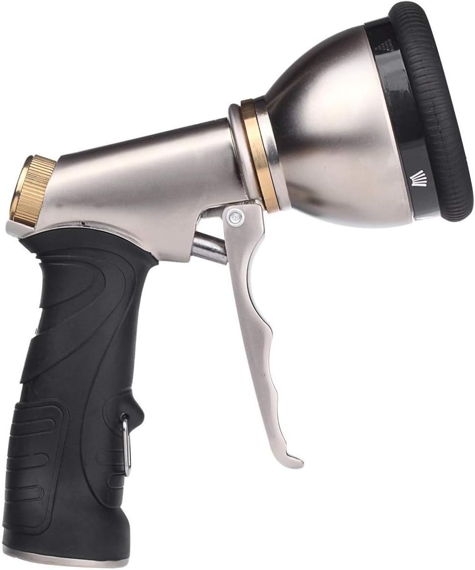 SprayTec Garden Hose Nozzle Sprayer – Heavy Duty Metal Spray Gun w/Pistol Grip Trigger. 9 Adjustable Patterns Best For Hand Watering Plants & Lawn, Car Washing, Patio, Dog & More. Leak Free Guarantee : Garden & Outdoor